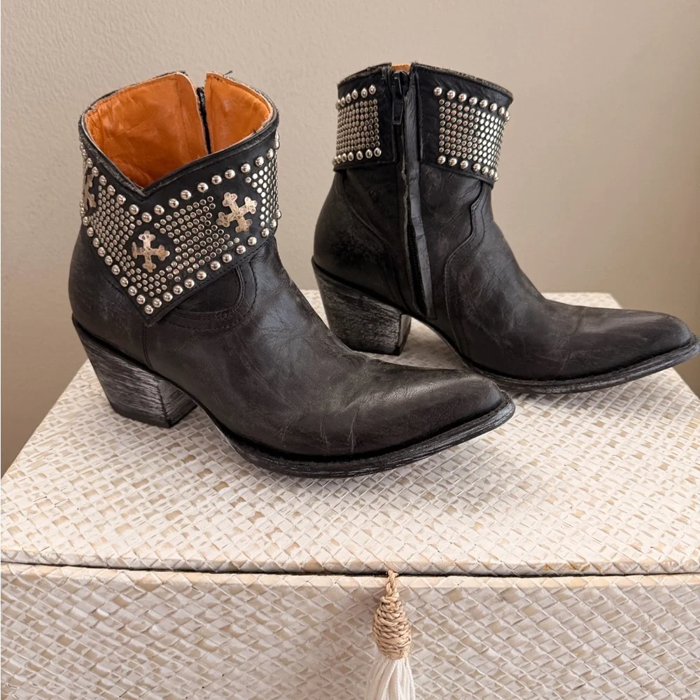 Black Studded Ankle Boots - Picture 3 of 8